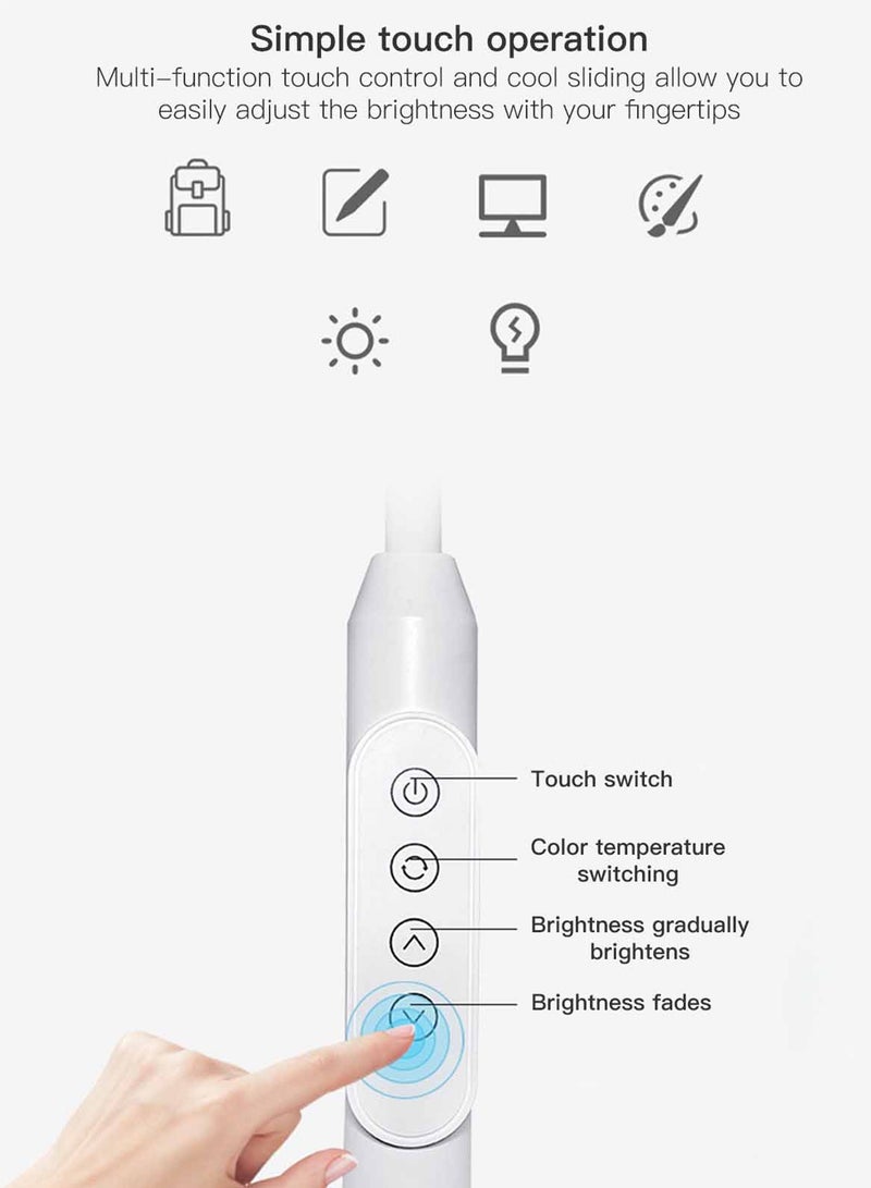 Tricolor Stepless Dimming LED Floor Lamp Nordic Dual Use Eye Protection Touch Standing Lamp Table Lamp 2-in-1 For Living Room Bedroom Study Room