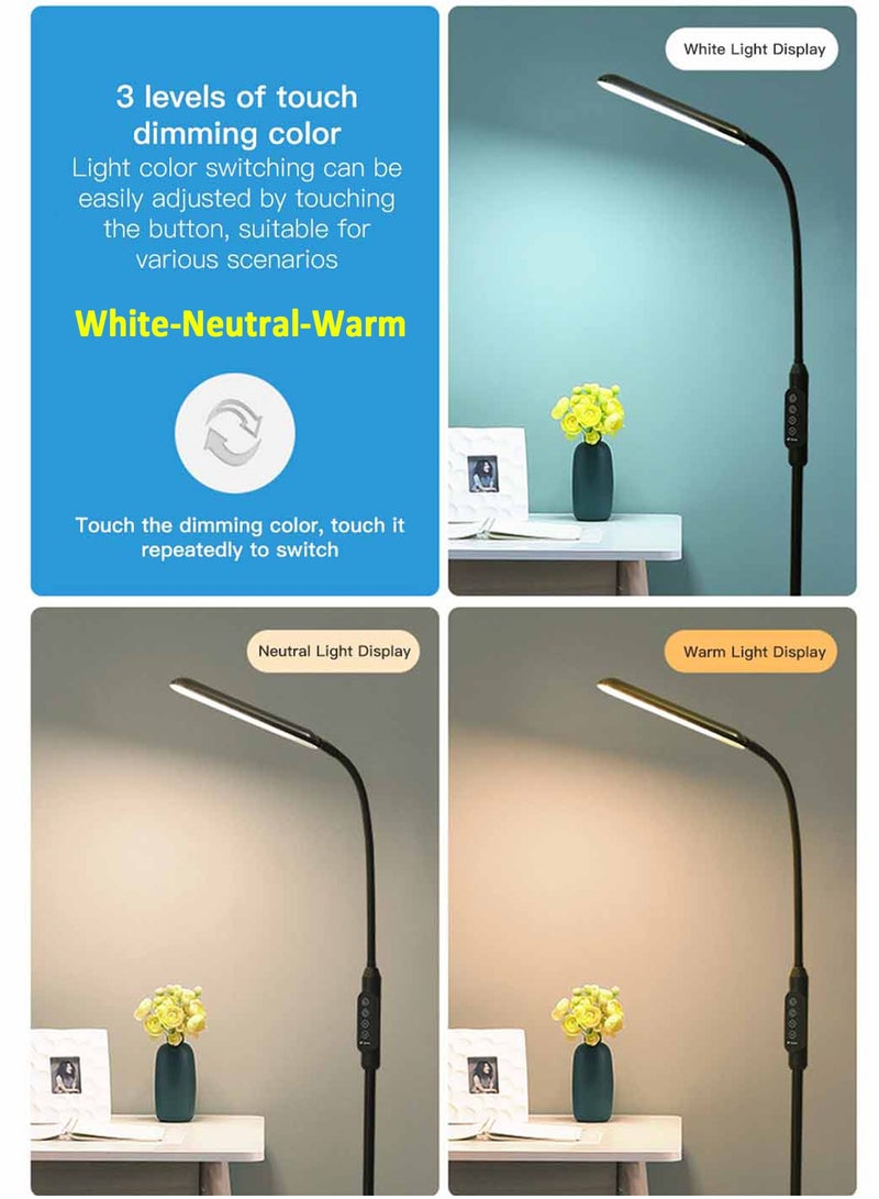 Tricolor Stepless Dimming LED Floor Lamp Nordic Dual Use Eye Protection Touch Standing Lamp Table Lamp 2-in-1 For Living Room Bedroom Study Room