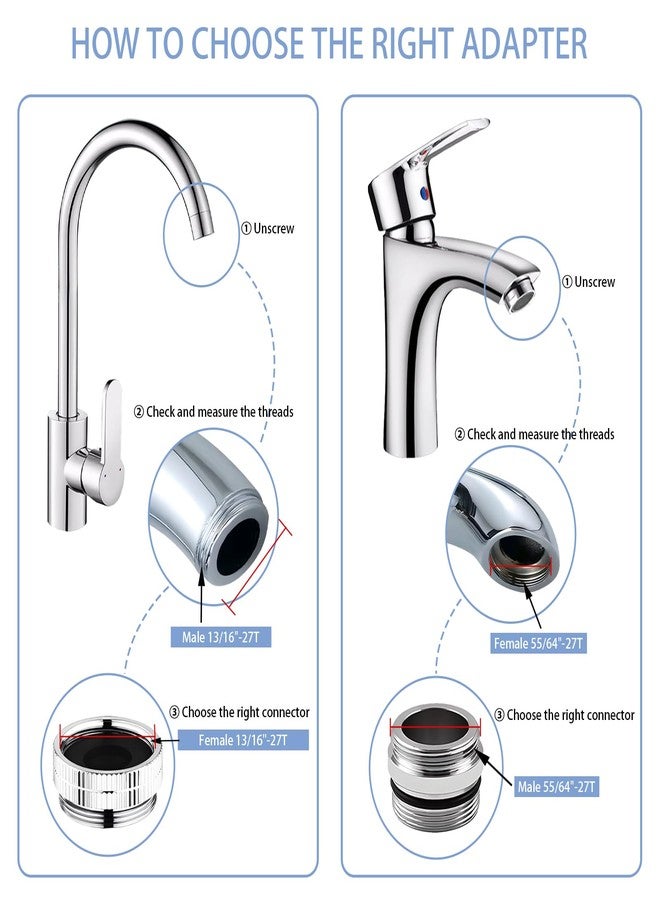 CNYMANY 12 pcs Faucet Adapter Kit, CNYMANY Kitchen Aerator Adapter Set Male Female Sink Faucet Adapter Connecting Garden Hose Water Filter Standard Hose via Diverter - Image 3