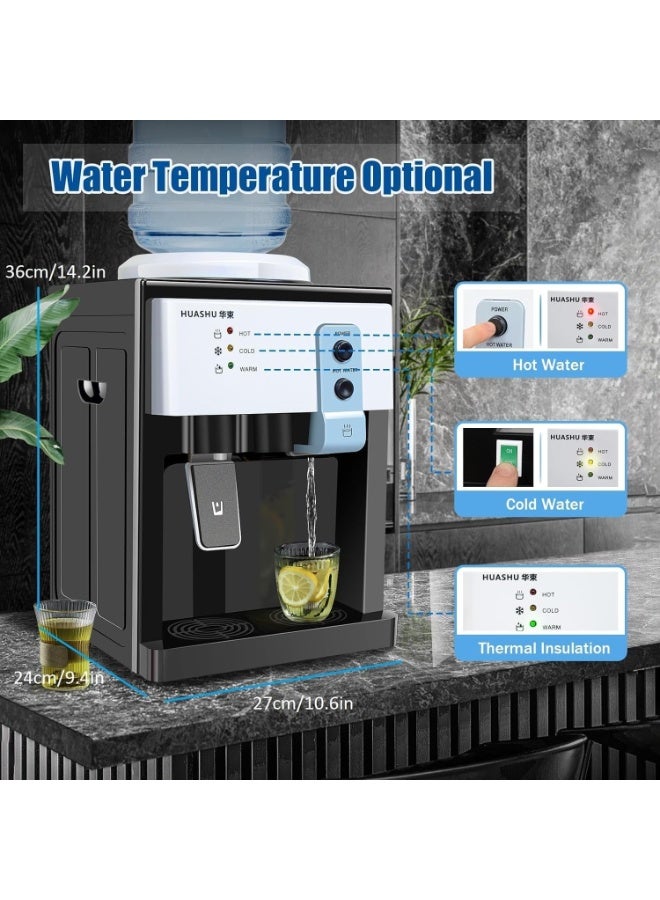 RUIYADA Top Loading Water Cooler Water Dispenser,5 Gallon Water Dispenser 3 Temperature Settings Hot Cold & Room Water Detachable Design & Excellent Heat Dissipation for Bedroom Studio Office Grocery Store(White & Black) - Image 2