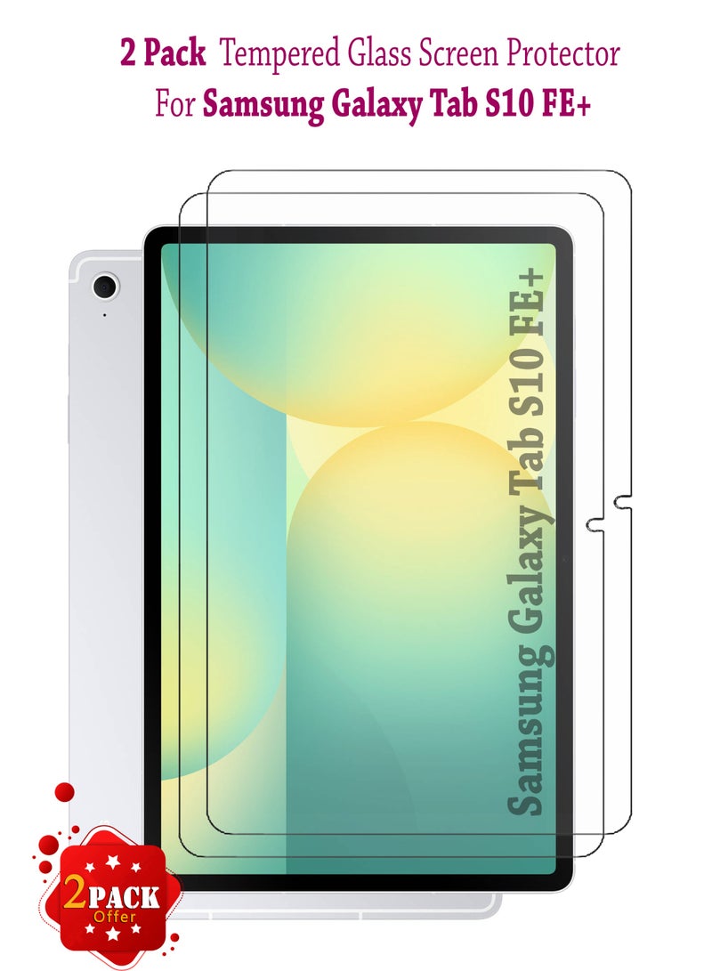 2 Pack Samsung Galaxy Tab S10 FE+ (13.1inch) Tempered Glass Screen Protector | HD Scratch Resistant, High Transparency, Delicate Touch, Anti-Explosion, Bubble-Free | Easy Installation for Samsung Galaxy Tab S10 FE+ (13.1inch) - Image 1