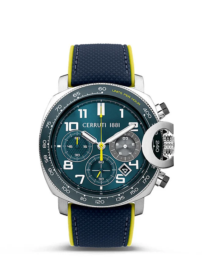 شيروتي 1881 Men's Round Shape Leather Band Analog Wrist Watch 45.5 mm - Blue Dial - CIWGO2206806