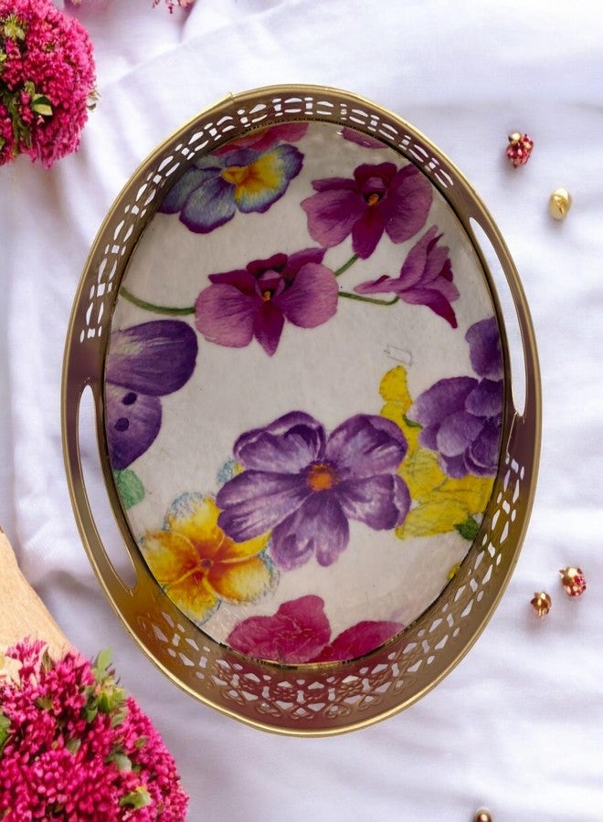 COOPTIC Handcrafted Pichwai Basket | Traditional Indian Decorative Storage | Ethnic Home Décor, Festival & Wedding Gift | Durable Handmade Basket (Purple-Butterfly) - Image 1