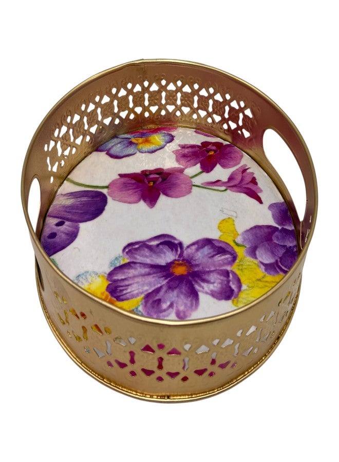 COOPTIC Handcrafted Pichwai Basket | Traditional Indian Decorative Storage | Ethnic Home Décor, Festival & Wedding Gift | Durable Handmade Basket (Purple-Butterfly) - Image 3