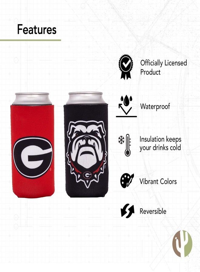 Desert Cactus University of Georgia Reversible Can Insulator Bulldogs UGA Dawgs Beverage Cooler 1 Pack Foam Beverage Holder (1) - Image 4
