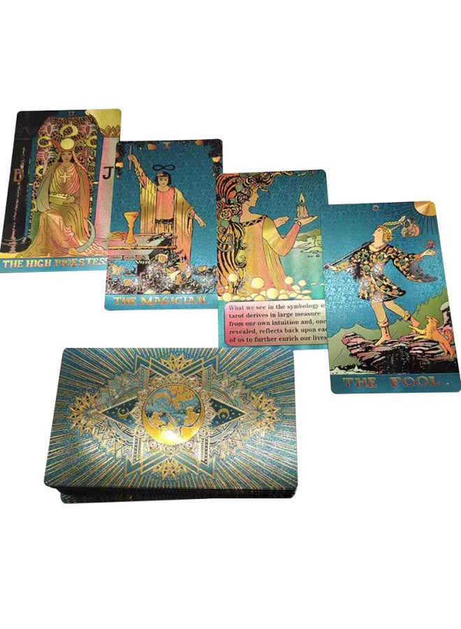 Wonderful Notes Miaoji Pvc Tarot Cards, Beginner's Weitatao Tarot Cards, Gold Foil Complete Set, Waterproof, Green Moon Mj8535 - Image 3
