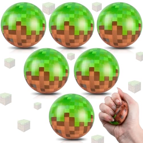 AXBMM 6 PCS Pixel Stress Balls for Kids Party Favors 248 Inch Anxiety Relief Fidget Sensory Toys Pixel Theme Squeeze Toys Bulk for Birthday Goodie Bags Carnival Gifts Classroom Prizes - Image 1