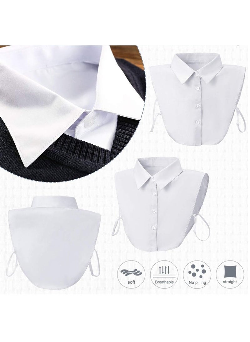 رات سو 2 قطعة: ياقة رقبة مزيفة قابلة للفصل للسيدات، قميص نصفي أزياء مع ياقة كاذبة خفيفة، ياقة زائفة للقمصان قابلة للتعديل للجنسين باللونين الأسود والأبيض. - Image 2