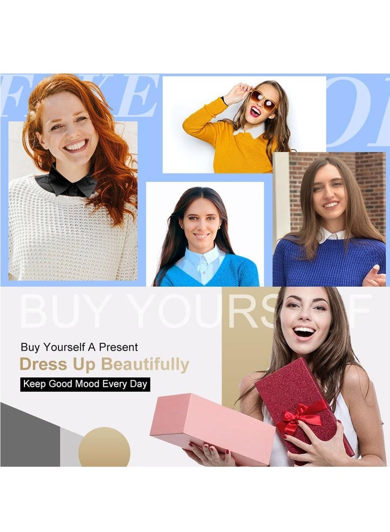 رات سو 2 قطعة: ياقة رقبة مزيفة قابلة للفصل للسيدات، قميص نصفي أزياء مع ياقة كاذبة خفيفة، ياقة زائفة للقمصان قابلة للتعديل للجنسين باللونين الأسود والأبيض. - Image 3