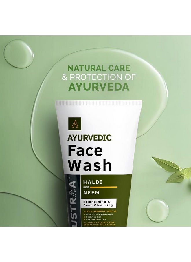 Ustraa - Ayurvedic Face Wash - Neem & Haldi - 100G | Helps Heal Skin | Skin Brightening & Deep Cleansing Powers | Removes Excess Oil | No Sls, No Paraben - Image 1