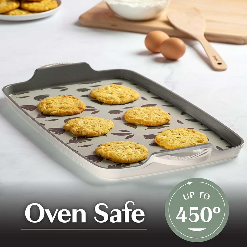 Goodful AllinOne Double Burner Griddle Ceramic Nonstick Durable Cast Aluminum Oven Safe and Dishwasher Safe Made without PFAS PFOA PFOS  PTFE 18Inch x 11Inch Linen - Image 5