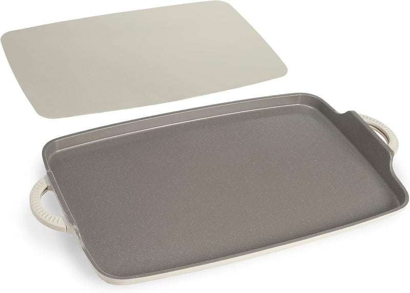 Goodful AllinOne Double Burner Griddle Ceramic Nonstick Durable Cast Aluminum Oven Safe and Dishwasher Safe Made without PFAS PFOA PFOS  PTFE 18Inch x 11Inch Linen - Image 2