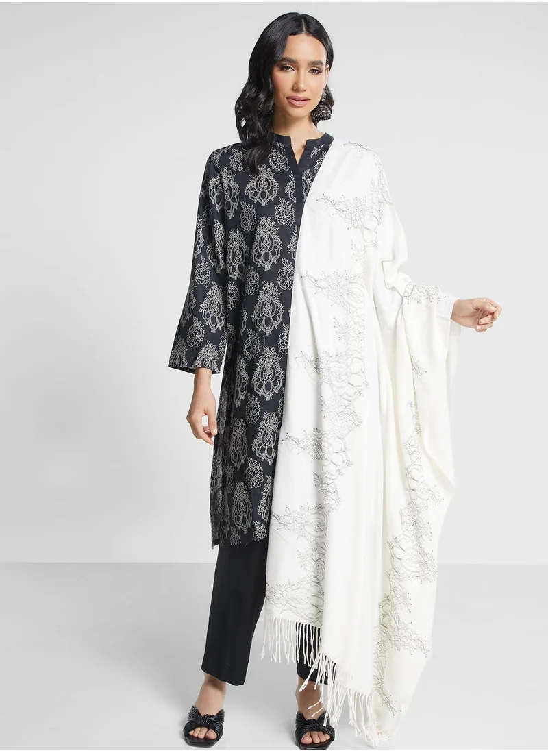 Nishat Linen Printed Button Detail Kurti & Pant Set