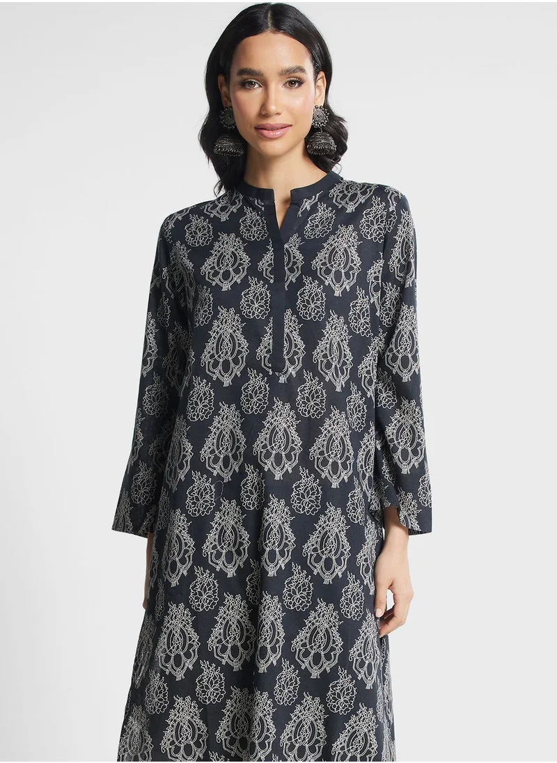 Nishat Linen Printed Button Detail Kurti & Pant Set