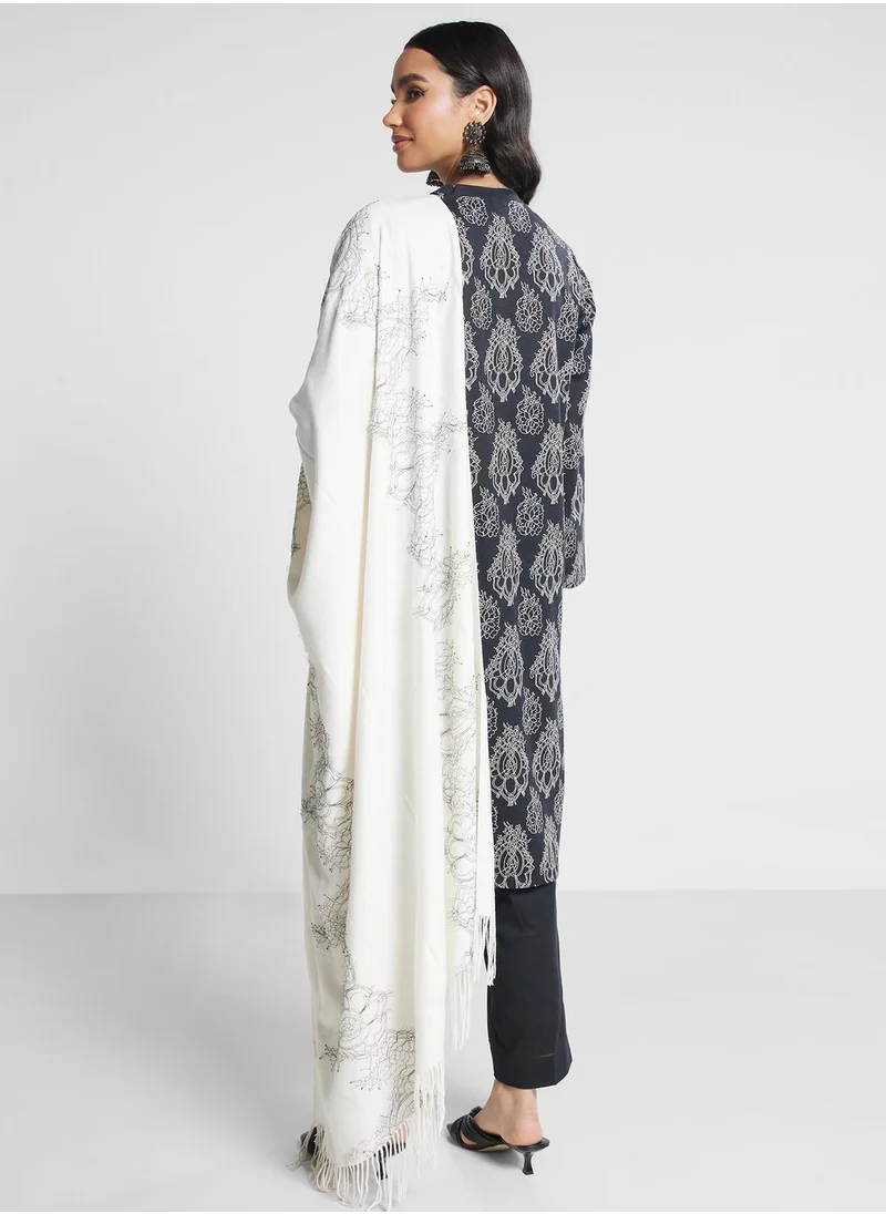 Nishat Linen Printed Button Detail Kurti & Pant Set