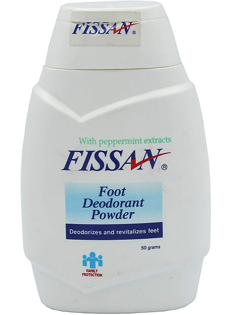 Foot Deodorant Powder With Pepermint Extracts Deodorizes And Revitalizes Feet 50g