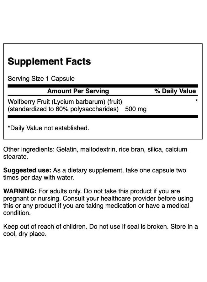 Swanson Wolfberry Standardized Extract (Goji Berry) 500 Milligrams 60 Capsules - Image 2