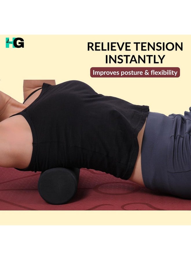 HOMEGALLEY Foam Roller for Exercise and Deep Tissue Massage Roller, Gym Exercise Roller, Workout Foam Roller for Knee Exercise and Pain Relief, Myofascial Release Roller for Back pain - 30 Cm Black - Image 2