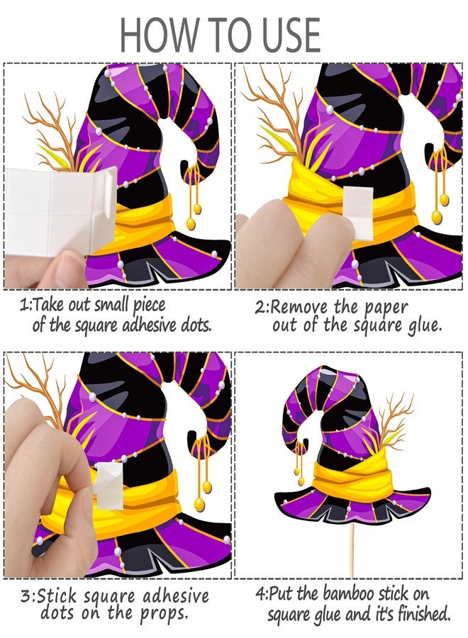 umoni Witch Hat Centerpiece Sticks Halloween Theme Decorations 24PCS Halloween Witch Hat Table Toppers Decor for Boys Girls Wizard Birthday Baby Shower Party Supplies - Image 3
