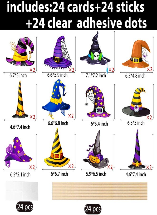umoni Witch Hat Centerpiece Sticks Halloween Theme Decorations 24PCS Halloween Witch Hat Table Toppers Decor for Boys Girls Wizard Birthday Baby Shower Party Supplies - Image 4