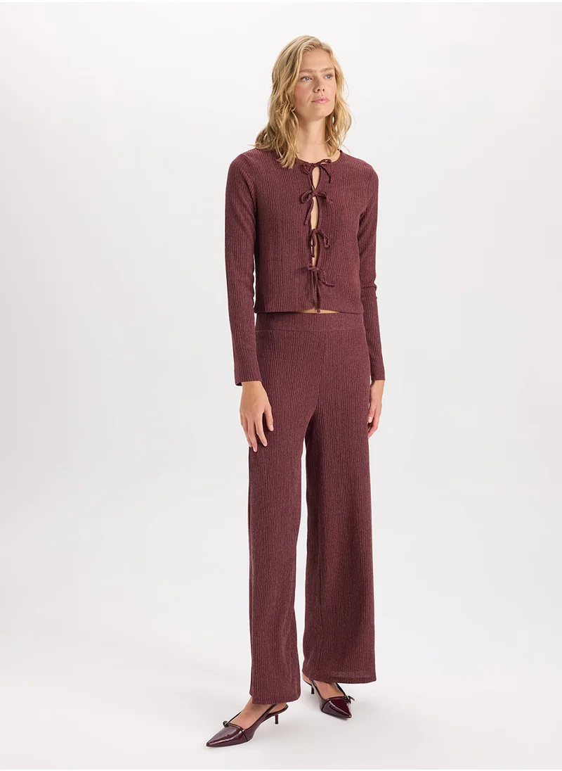 DeFacto Wide Leg Loose Fit High Waist Basic Plain Crinkle Pants