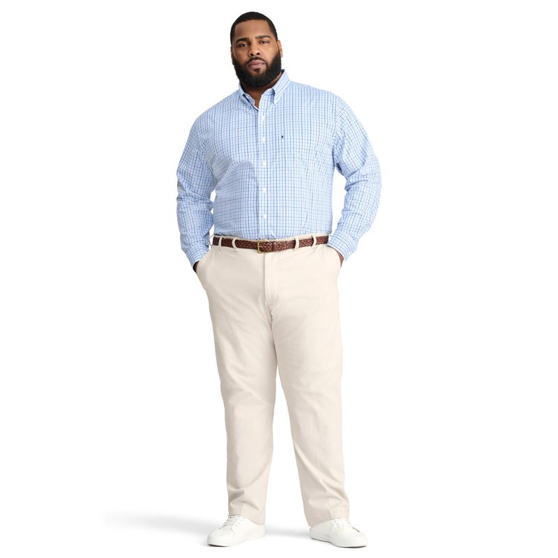 IZOD Men's Big and Tall Performance Comfort Long Sleeve Plaid Button Down, Turkish Sea, 3X-Large Tall - Image 2