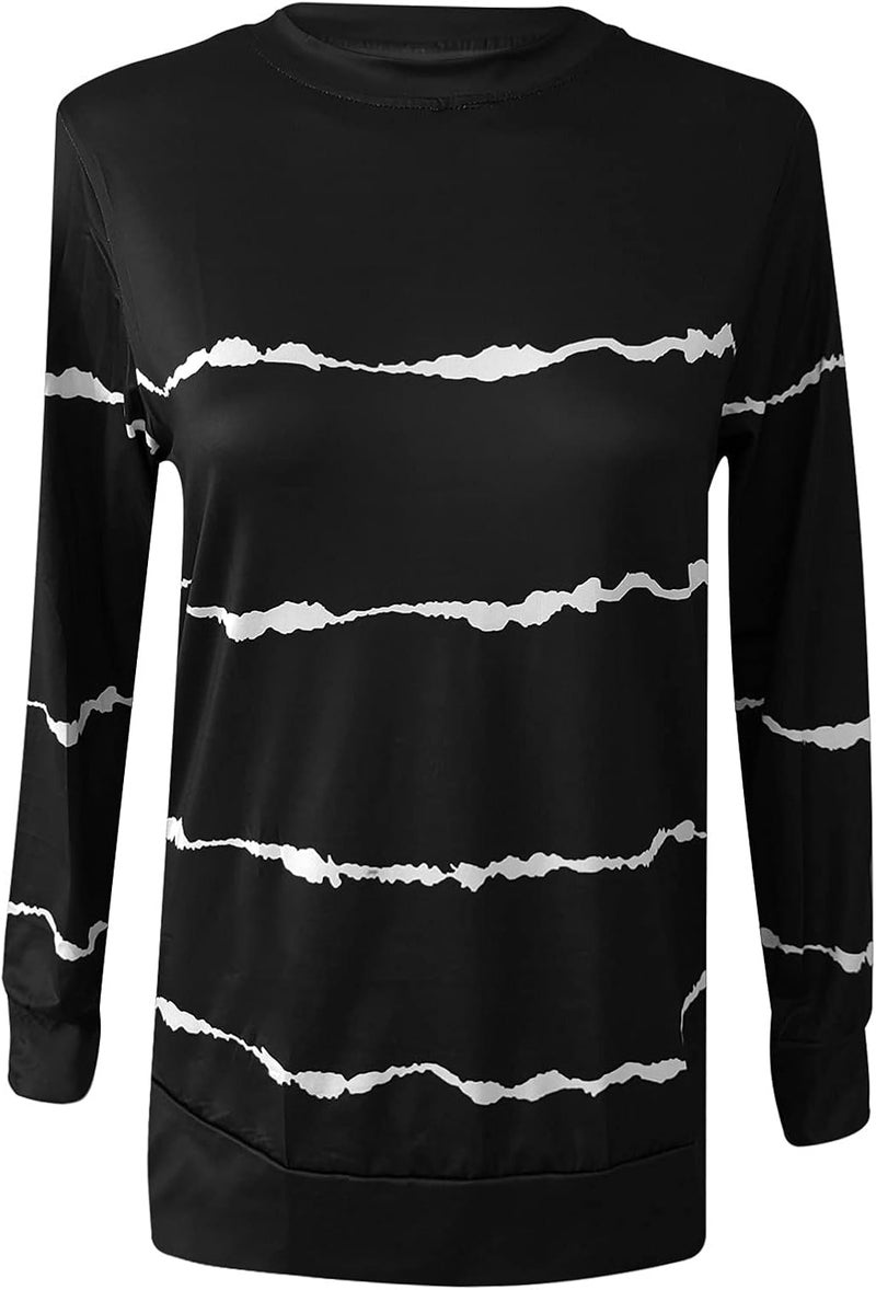 cheekyglo Womens 2022 Fall Winter Fashion Tops Casual Long Sleeve Crewneck Sweatshirt Blouse Striped Loose Soft Pullover Shirts - Image 4