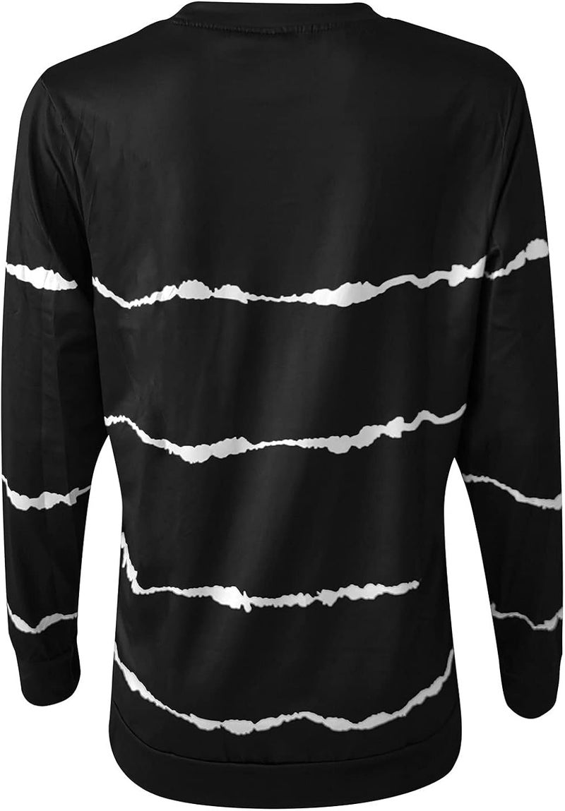 cheekyglo Womens 2022 Fall Winter Fashion Tops Casual Long Sleeve Crewneck Sweatshirt Blouse Striped Loose Soft Pullover Shirts - Image 5