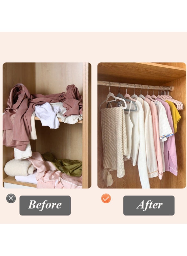 Hanayo 50 Pcs Clothes Hanger Set Non-Slip Velvet Cloth Hanger Space Saving Hangers for Coats Jackets Pants Dresses(Grey)  - Image 3