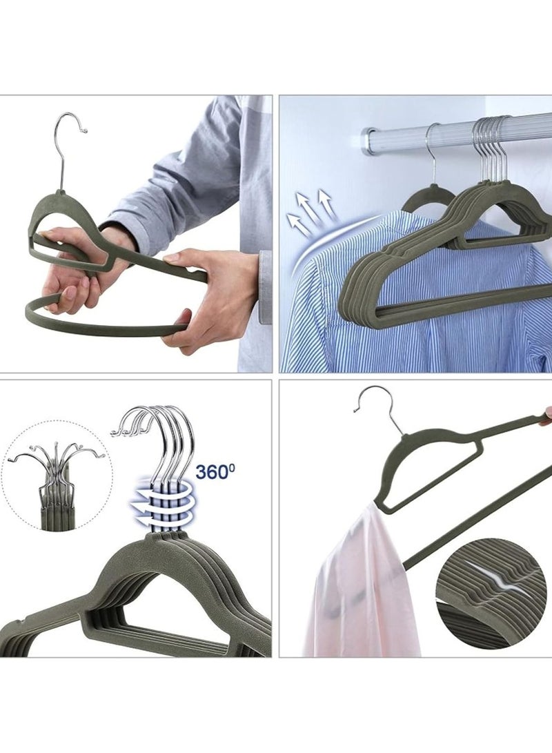 Hanayo 50 Pcs Clothes Hanger Set Non-Slip Velvet Cloth Hanger Space Saving Hangers for Coats Jackets Pants Dresses(Grey)  - Image 5