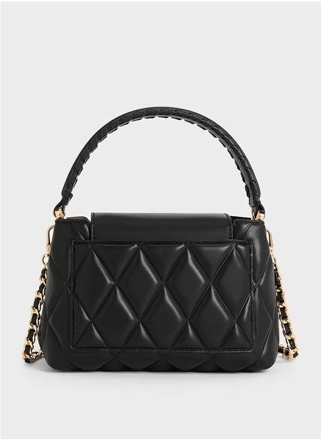 Arwen Quilted Braided-Strap Top Handle Bag