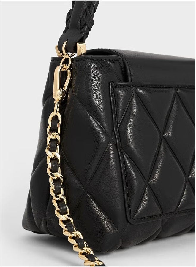 Arwen Quilted Braided-Strap Top Handle Bag