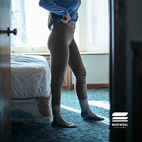 MERIWOOL Women’s Base Layer Bottoms - Lightweight Merino Wool Thermal Pants Charcoal Gray - Image 5