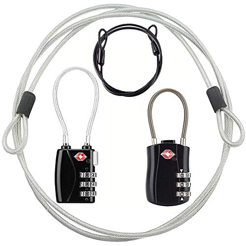 YSSHUI TSA Locks, Digit Combination Padlockss and Steel Cable Combination Travel Security Lock, Coded Lock for Baggage Travel Bag, Suit Case, Gym, Bike Locks (TSA Luggage Locks-2) - Image 1