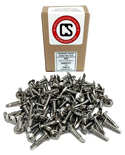 Chenango Supply 410 Stainless #10 x 3/4" Wafer Head Philips Self Drilling Sheet Metal Tek Screws, (1/2" to 1" Length in Listing), 100 Pieces, Modified Truss Head Self Driller (#10 x 3/4 Inch) - Image 2