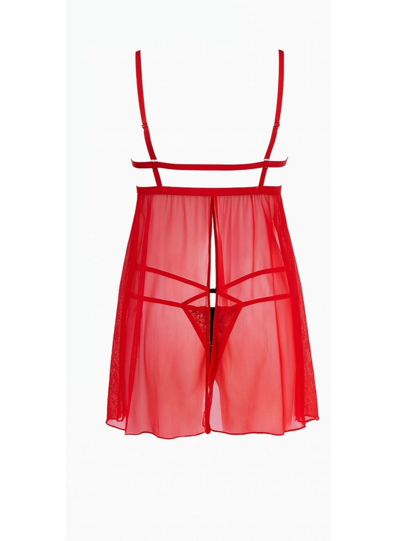 Lace Mesh Front-Clip Baby doll Set - Image 2