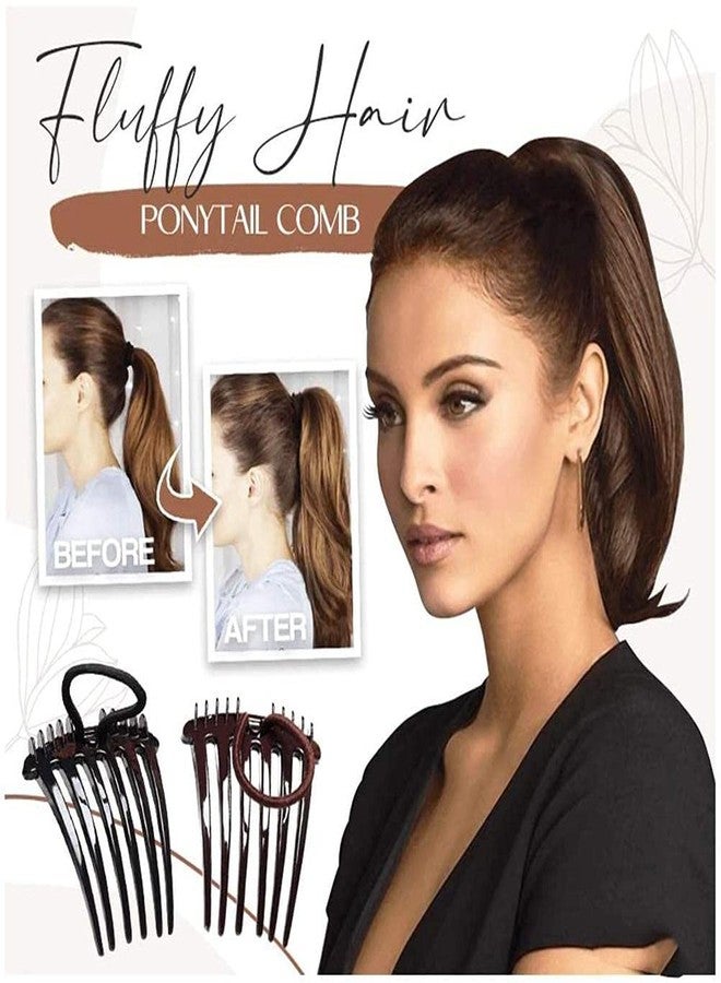 ZERONE Ponytail Volume Inserts Lightweight Hair Styling Tool with Elastic Band, Create Full Bodied Hair in Seconds for Any Occasions (Coffee + black) - Image 2