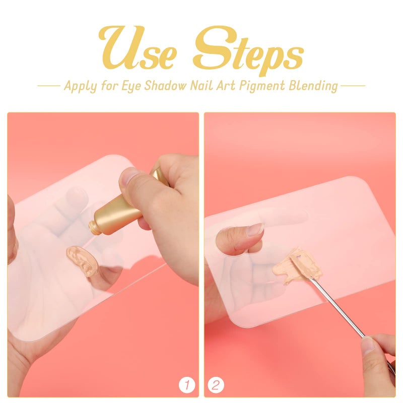 G2PLUS 2PCS Acrylic Cosmetic Palette with 2PCS Spatula,Makeup Palette Mixing Tray Apply for Eye Shadow Nail Art Pigment Blending (Rectangle) - Image 4
