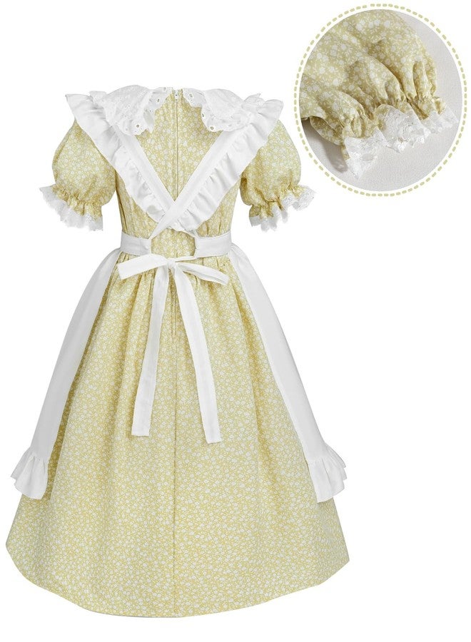 NSPSTT Colonial Costume Girls Pioneer Costume Prairie Dress Short Sleeve 3pcs Set - Image 4
