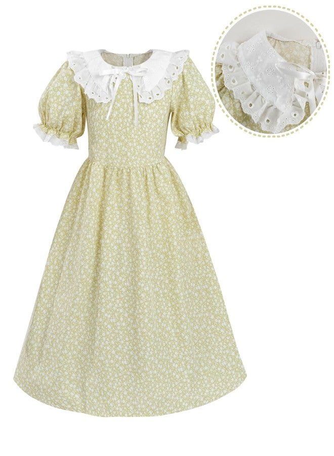 NSPSTT Colonial Costume Girls Pioneer Costume Prairie Dress Short Sleeve 3pcs Set - Image 3