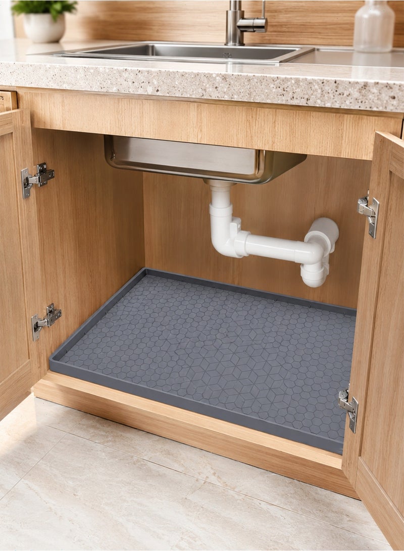 34×22 Inch Silicone Under Sink Protector Mat, Waterproof Cabinet Liner for Kitchen Bathroom Vanity - Image 1