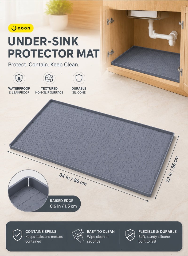 34×22 Inch Silicone Under Sink Protector Mat, Waterproof Cabinet Liner for Kitchen Bathroom Vanity - Image 2