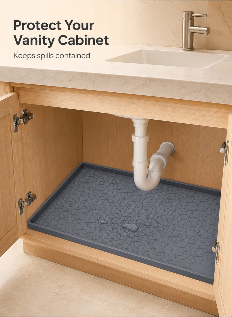 34×22 Inch Silicone Under Sink Protector Mat, Waterproof Cabinet Liner for Kitchen Bathroom Vanity - Image 5