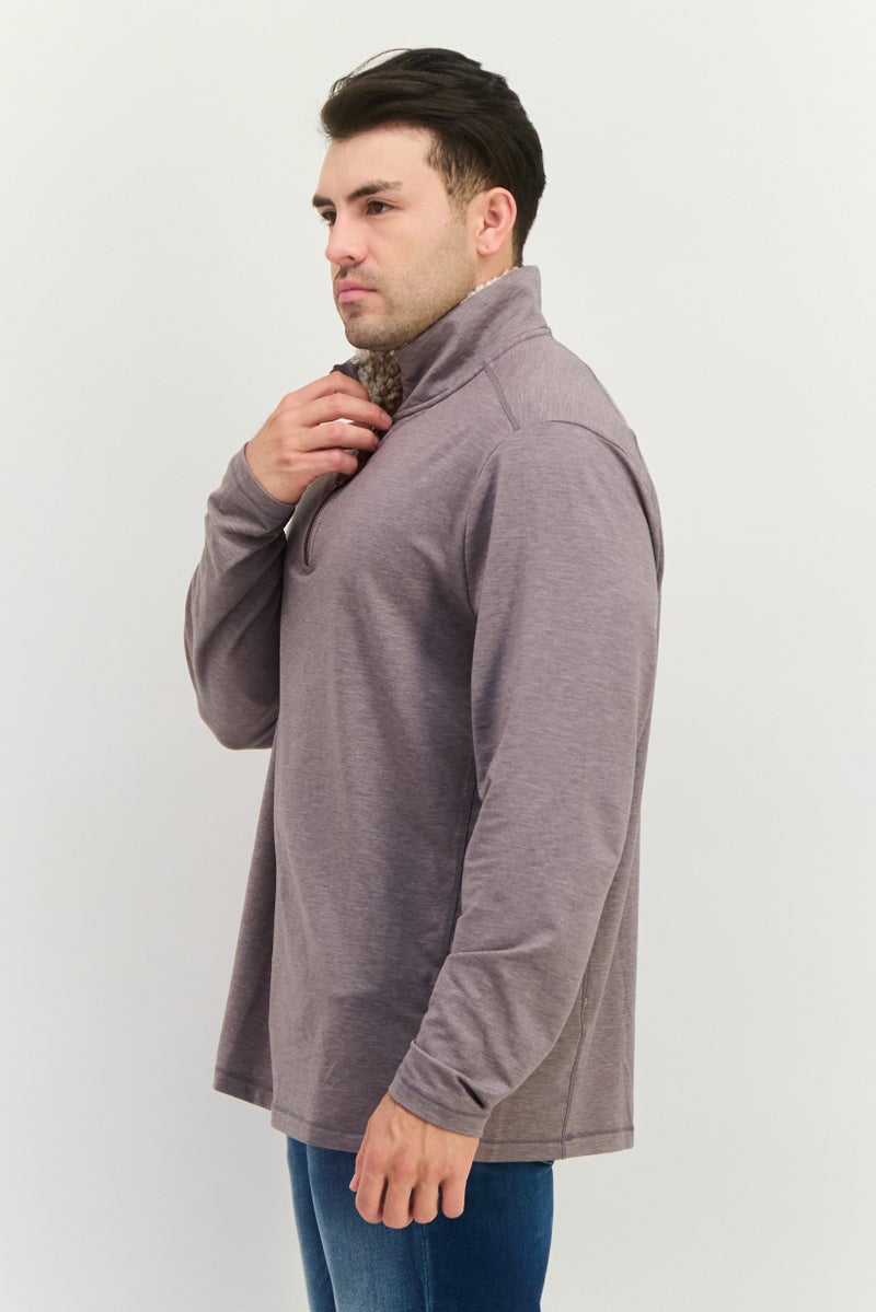 TRUE GRIT Men High Neck Long Sleeves Heather Sweatshirt Grey  - Image 2