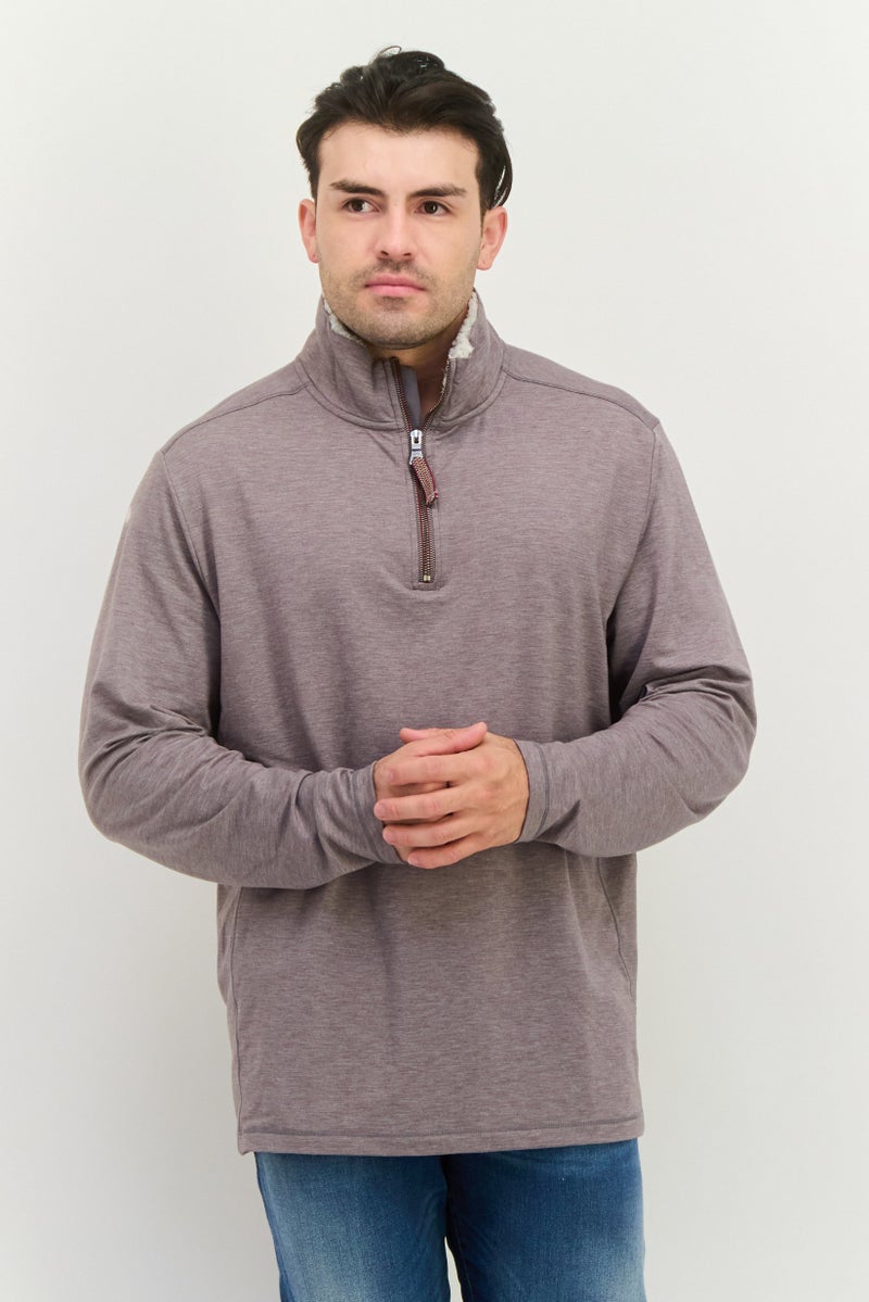 TRUE GRIT Men High Neck Long Sleeves Heather Sweatshirt Grey  - Image 1