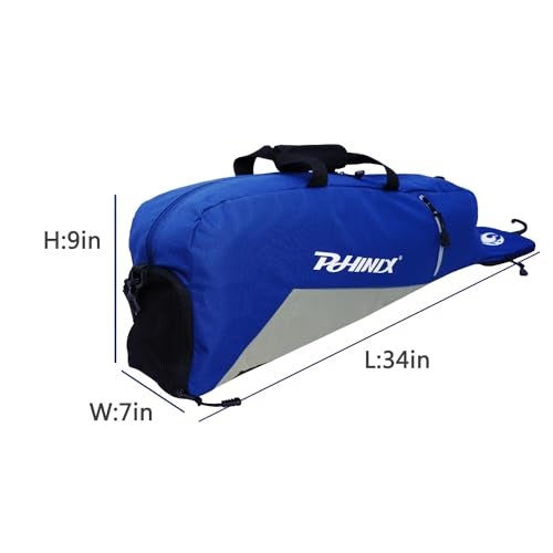 PHINIX Equipment Tote bag for Baseball and Softball- Holds Bat, Helmet, & Glove (Blue & Gray) - Image 2