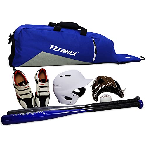 PHINIX Equipment Tote bag for Baseball and Softball- Holds Bat, Helmet, & Glove (Blue & Gray) - Image 3