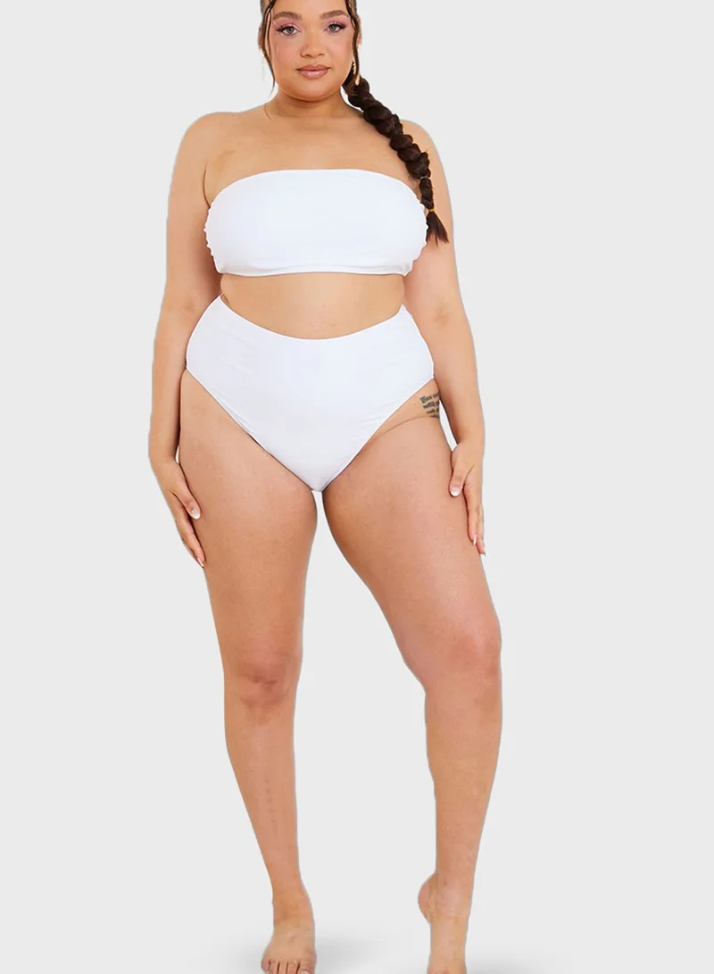 In The Style Curve High Leg High Waist Bikini Bottom