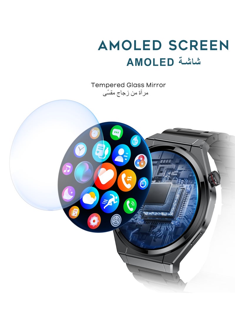 G-TAB Men's Smart Watch, Bluetooth Calling Smartwatch, AMOLED Full Touch Screen, AI Voice Assistant, Heart Rate Monitor, SpO2 & Sleep Tracking, Fitness Tracker, Notifications, 30 Days Standby Battery, 7mm Slim Design, Black - Image 4