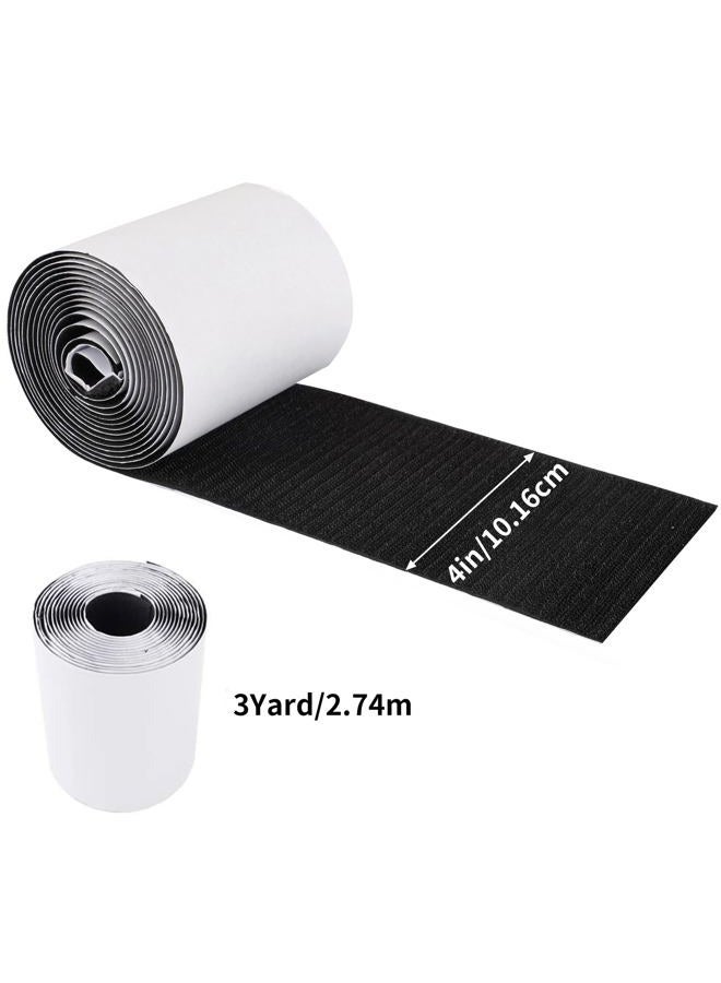 Cocoboo 4 Inch Hook and Loop Tape 3 Yards (9feet) Self-Adhesive Strips Sticky Back Fastener, Black - Image 2